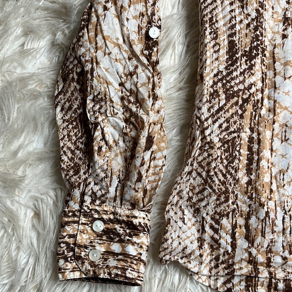 Lucky Brand Print Button Down Collared Long Sleeve Shirt Size Medium - Picture 5 of 10